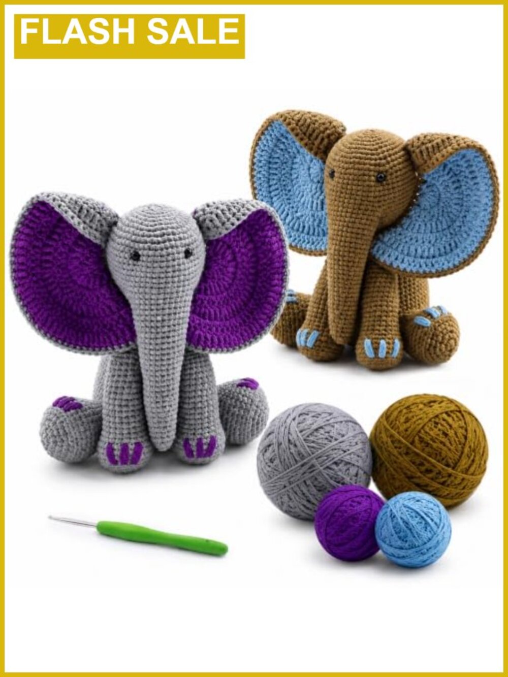 DIY Crochet Kit for Beginners All-In-One Amigurumi Elephant Craft Starter Set
